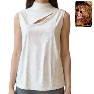 Jamie Sadock Golf Tank Top Mock Neck‎ Sleeveless Women's Large White Athleisure